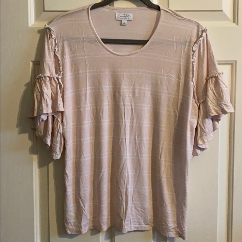 Mudpie short sleeve top lt pink large